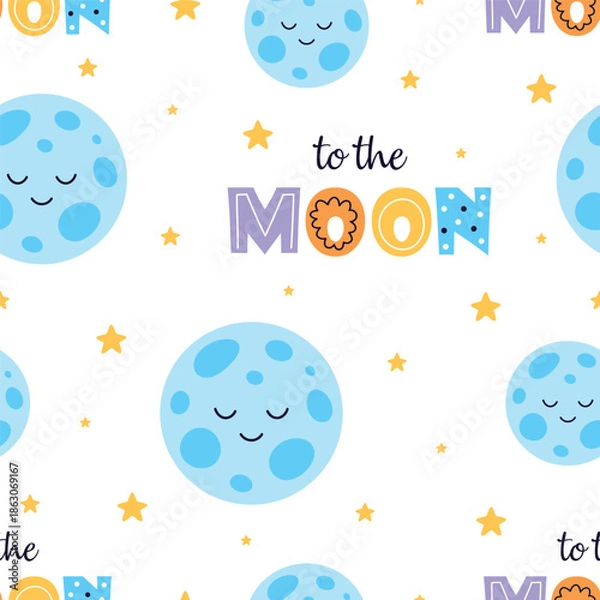 Obraz cartoon seamless pattern with moon