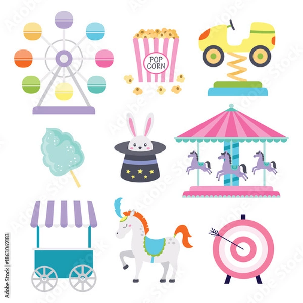 Obraz set with attraction and circus elements