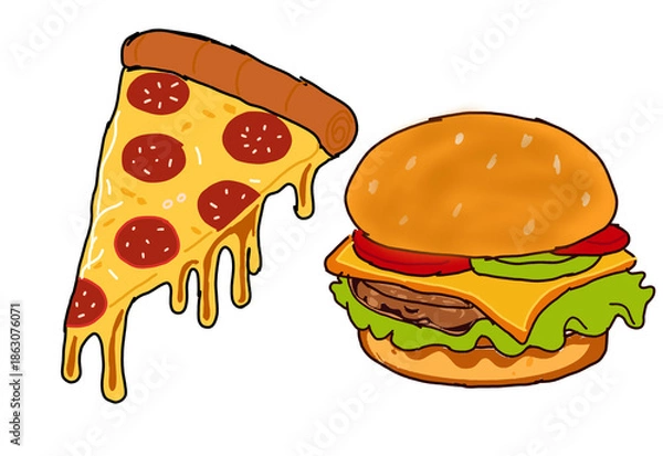 Obraz hamburger and pizza
