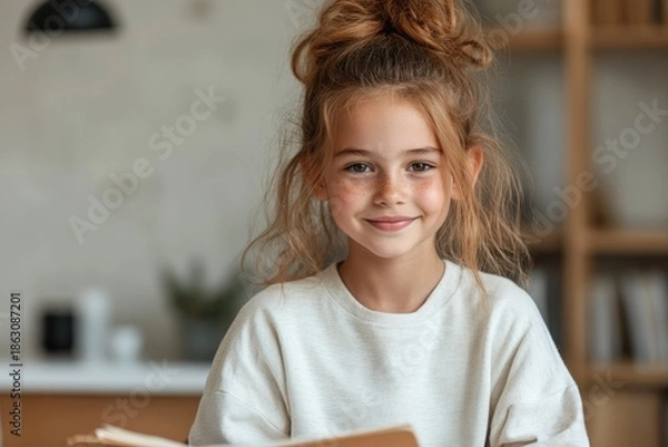 Obraz Young learner concentrating on academic materials