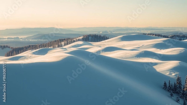 Obraz Winterhügel mit langen Schatten