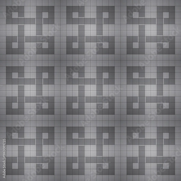 Obraz black and white square mosaic seamless pattern vector illustration