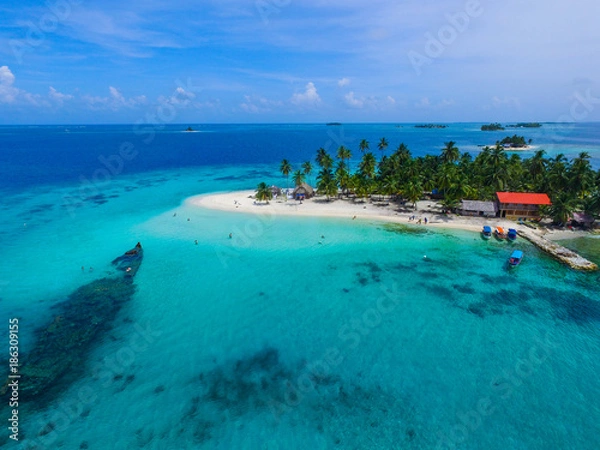 Fototapeta Aerial Image from San Blas Islands in Panama