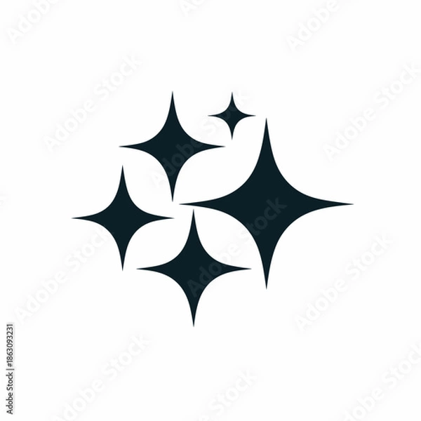 Fototapeta Stylish black star icon on white background