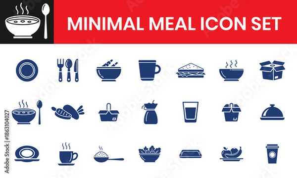 Obraz Minimal Meal Icon Set Solid Fill Style