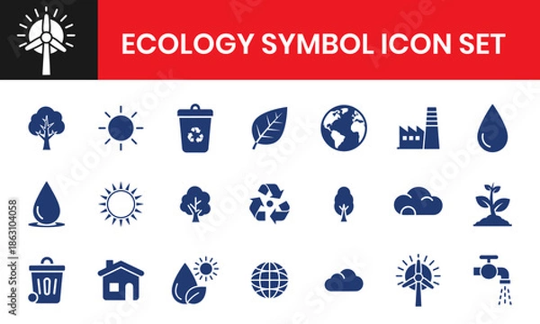 Obraz Abstract Ecology Symbol Icon Set Solid Fill Style