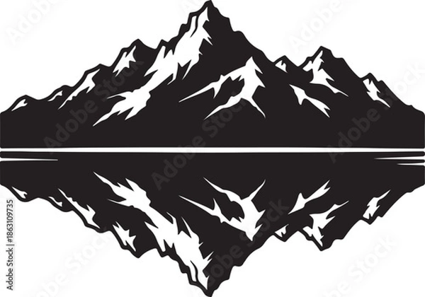 Obraz Mountain landscape silhouette with reflection