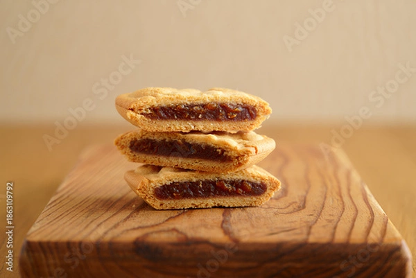 Obraz Fig Filled Cookies on Rustic Surface