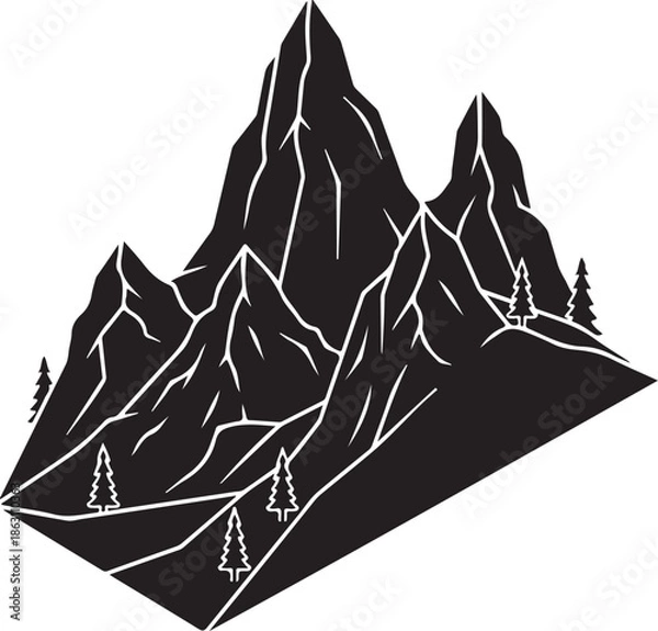 Obraz Mountain landscape with trees isolated