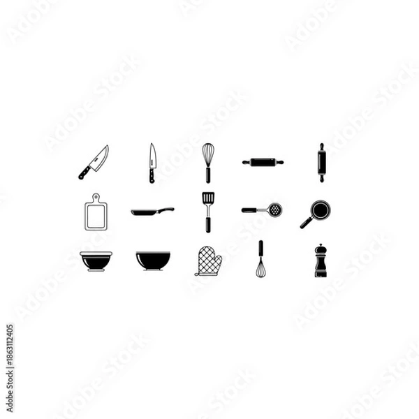 Obraz Kitchen utensils isolated on transparent background