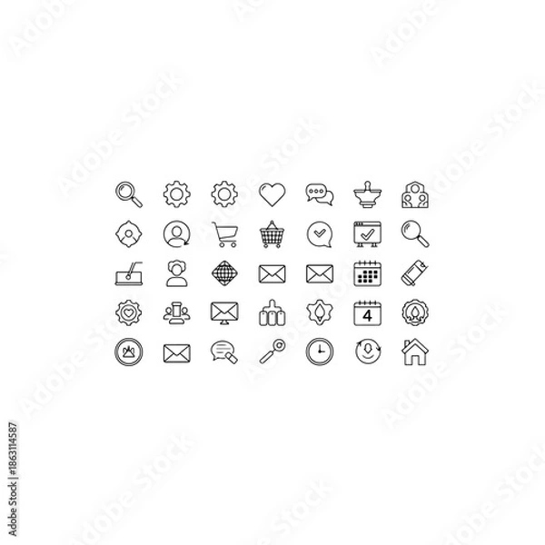 Obraz Icon set isolated on transparent background