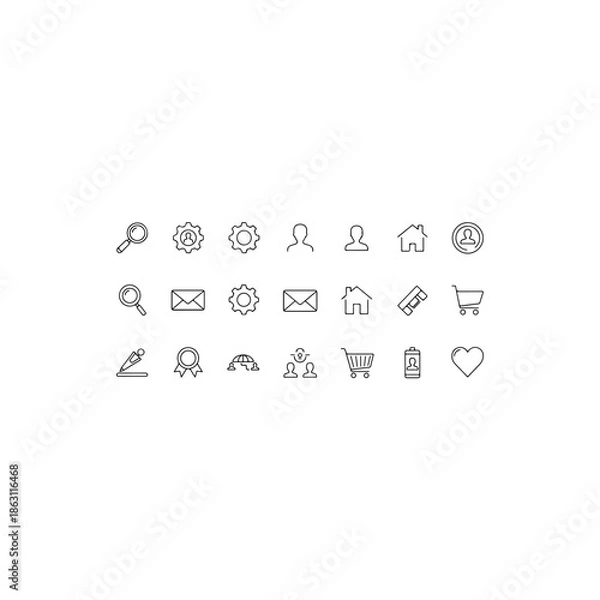 Obraz Icon set isolated on transparent background
