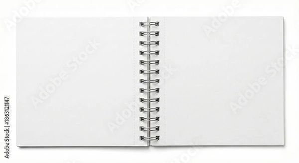 Obraz Open white notebook with empty pages on a light background ready for notes and ideas.