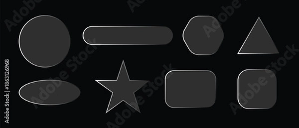 Obraz  glass elements with liquid morphism effect for ui design and modern interfaces.