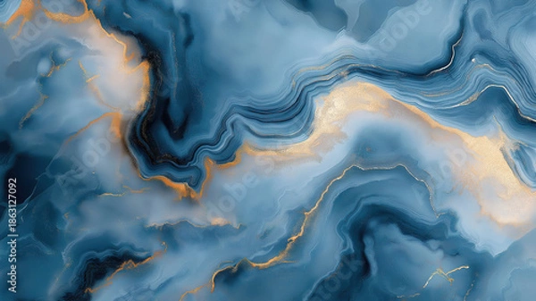 Obraz Vibrant blue marble ink texture pattern, perfect for creating abstract background designs