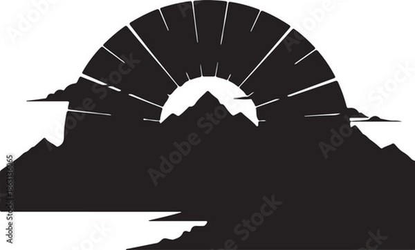 Obraz Mountain landscape with sunrise