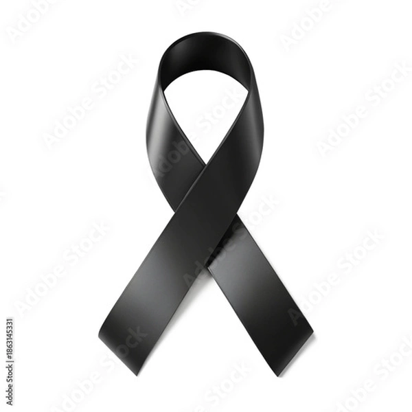 Obraz Black ribbon on white background