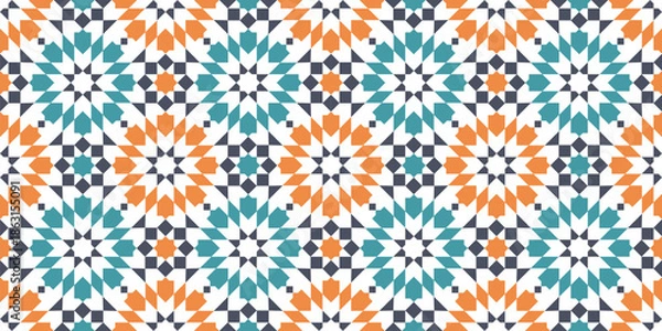 Obraz Moroccan Geometric Tile Pattern Seamless Islamic Mosaic Background