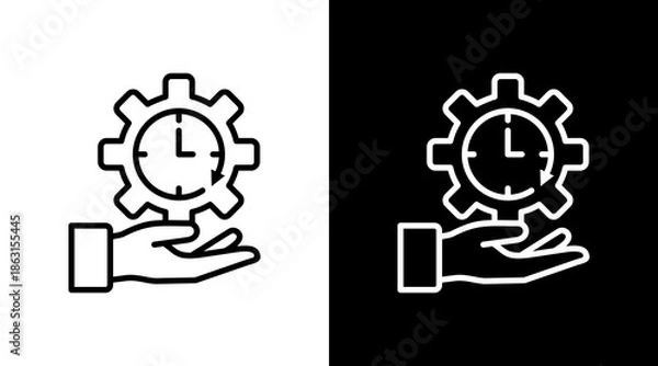 Fototapeta Time Management White Icon Set Vector 