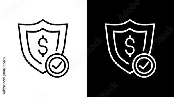 Fototapeta Secure White Icon Set Vector 
