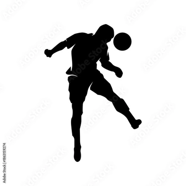 Obraz Dynamic Soccer Player Heading Ball Silhouette