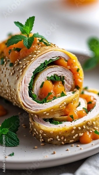 Fototapeta salmon with vegetables