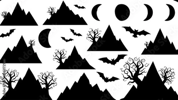 Obraz Mountain Peaks Silhouette Vector Set Collection