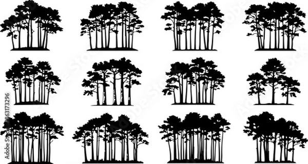 Obraz Forest Tree Silhouette Collection Vector Set