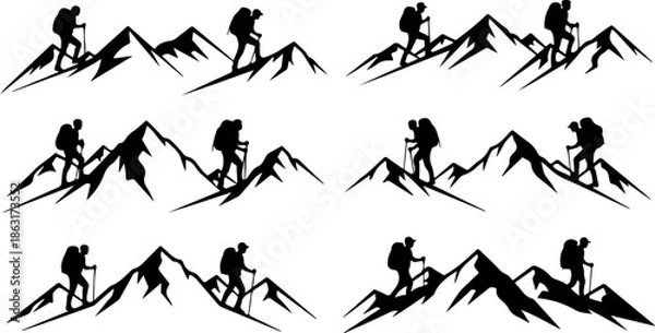 Obraz Mountain Peaks Silhouette Vector Set Collection