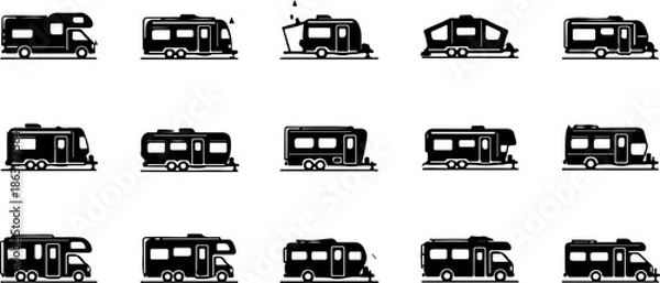 Obraz Mountain Peaks Silhouette Vector Set Collection