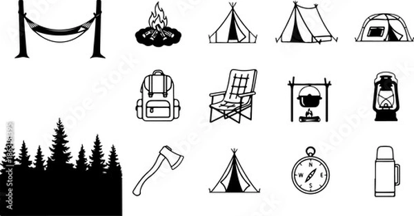 Obraz Mountain Landscape Silhouette Vector Bundle