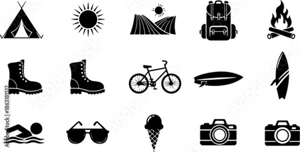 Obraz Mountain Landscape Silhouette Vector Bundle