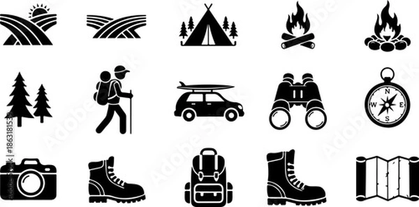 Obraz Mountain Landscape Silhouette Vector Bundle