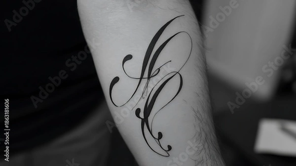 Obraz Elegant script tattoo on arm high resolution image