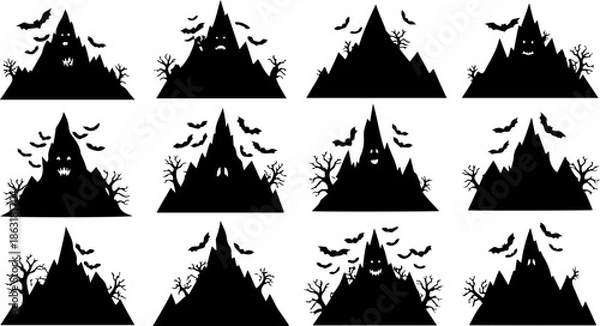 Obraz Mountain Landscape Silhouette Vector Bundle