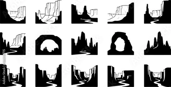 Obraz Mountain Landscape Silhouette Vector Bundle