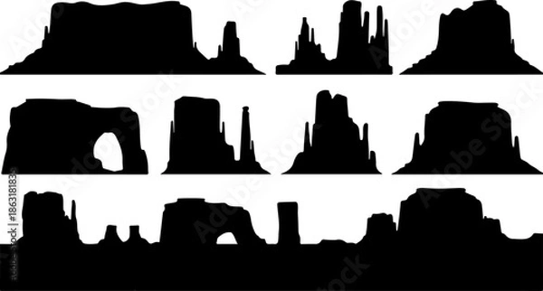 Obraz Mountain Landscape Silhouette Vector Bundle