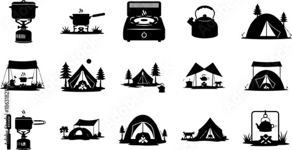 Obraz Mountain Landscape Silhouette Vector Bundle