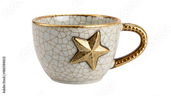 Obraz Elegant white and gold star patterned coffee mug