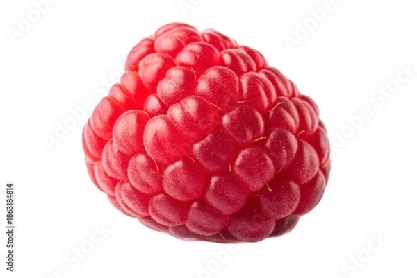 Obraz Single vibrant raspberry isolated on white background