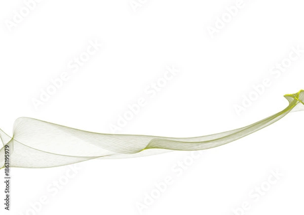 Obraz Translucent Green Ribbon Wave on White
