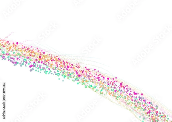 Obraz Curved Multicolored Dot Trail on White
