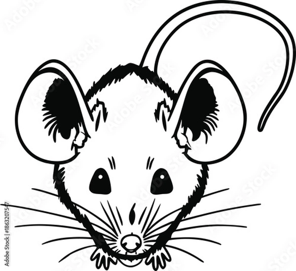 Obraz mouse cartoon silhouette vector illustration
