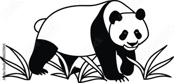 Obraz panda graphic logo silhouette vector illustration
