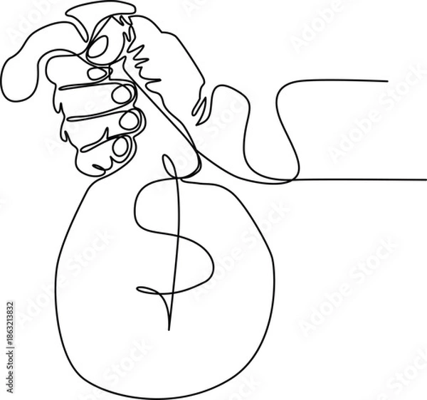 Obraz Hands holding money bag Vector