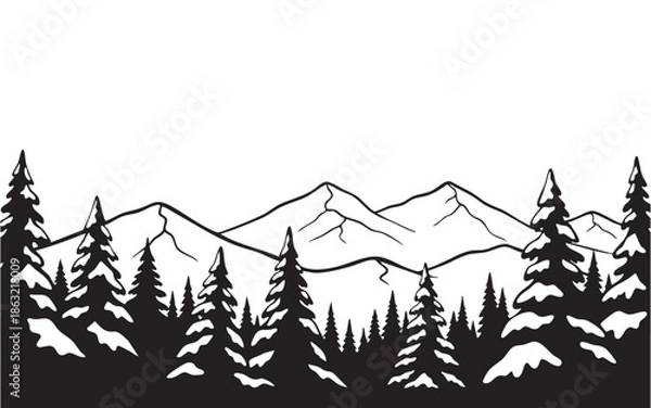 Obraz winter landscape silhouette