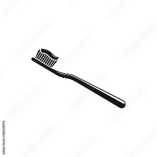 Obraz black toothbrush on white background