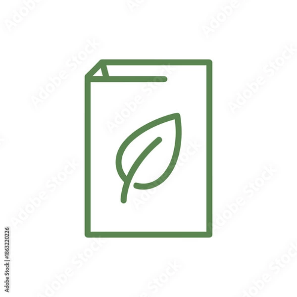 Obraz green leaf icon on document