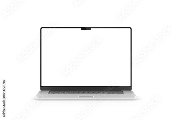 Obraz Modern laptop computer screen isolated on transparent background with shadows. 3D rendering