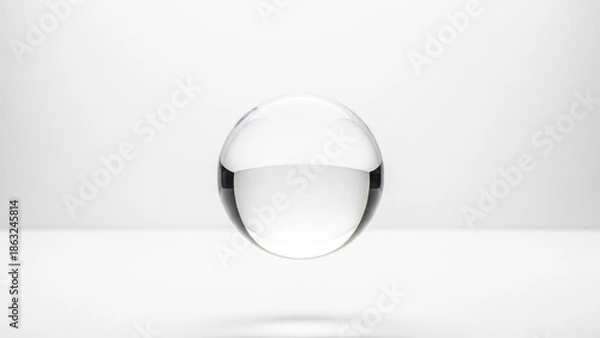 Obraz Clear Glass Sphere Floating on White Background